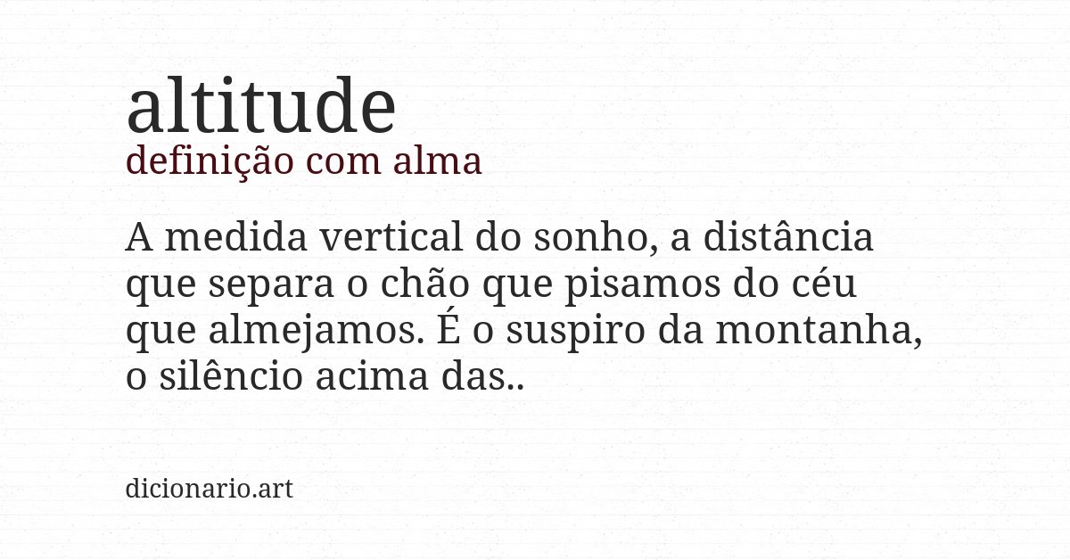 Definição com alma de altitude