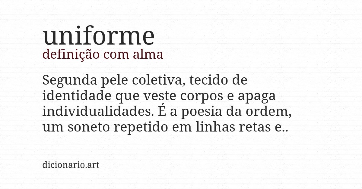 Definição com alma de uniforme