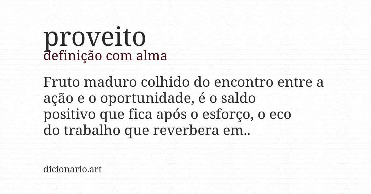 Definição com alma de proveito