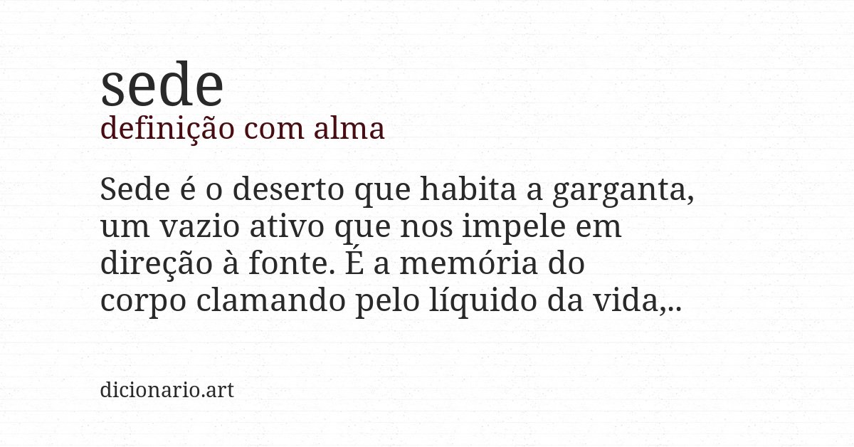 Definição com alma de sede