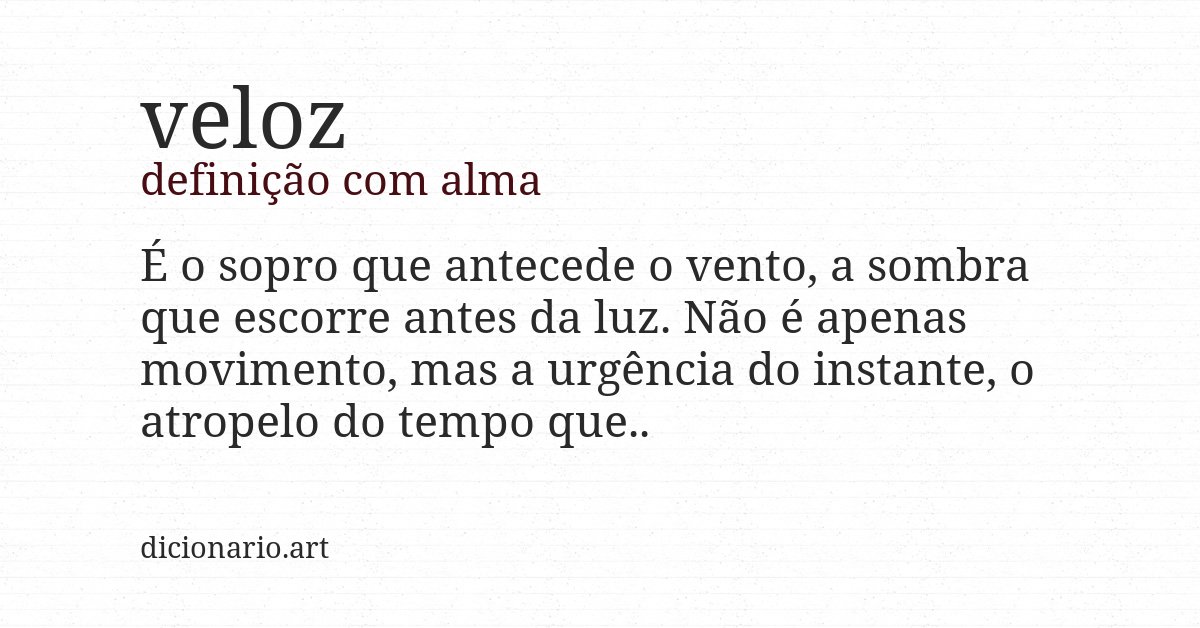 Definição com alma de veloz