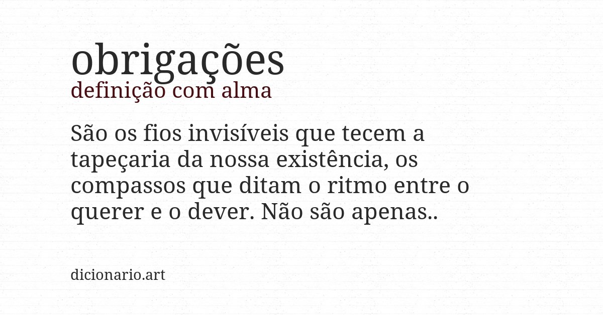 Definição com alma de obrigações