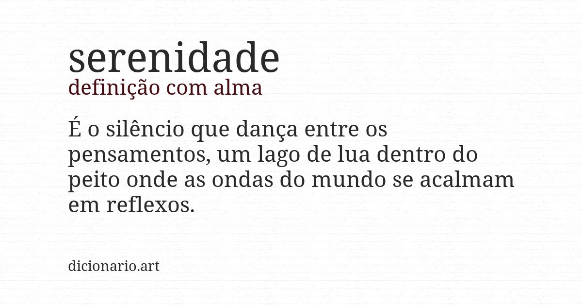 Definição com alma de serenidade