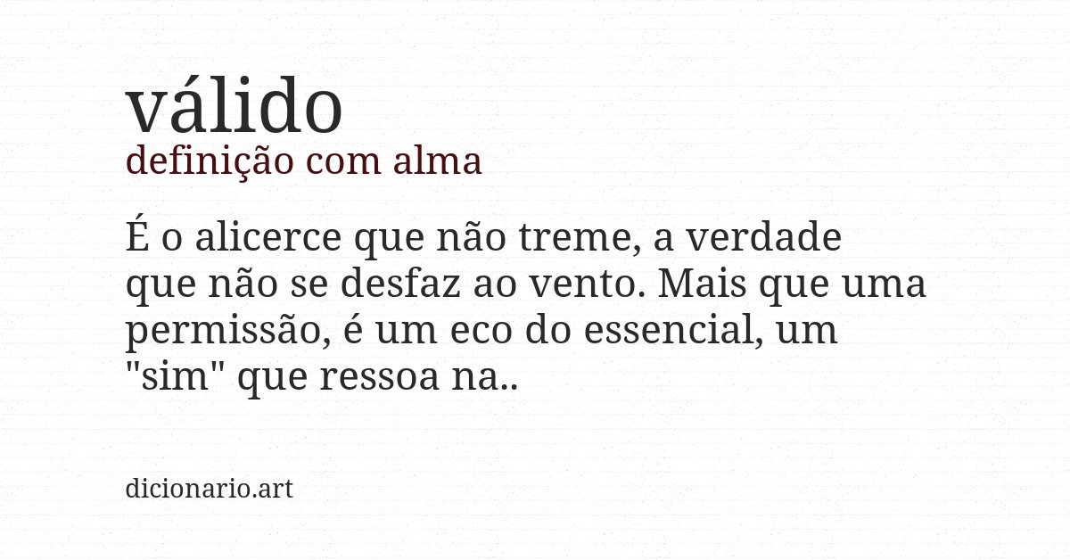 Definição com alma de válido