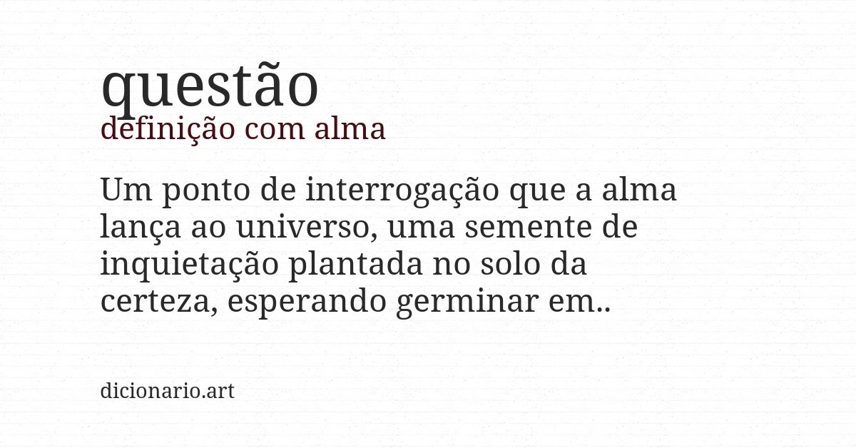 Definição com alma de questão