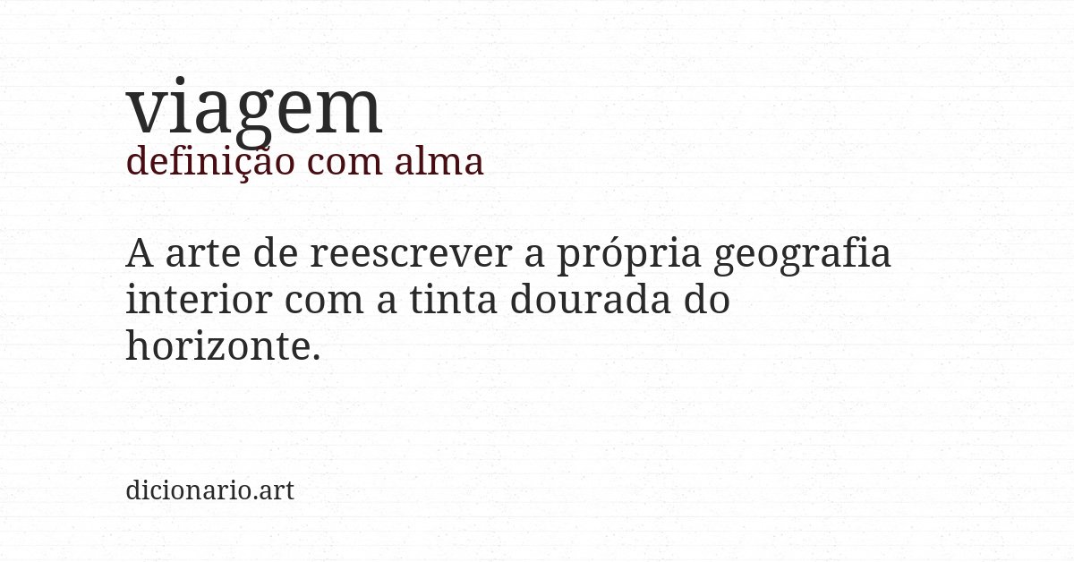 Definição com alma de viagem