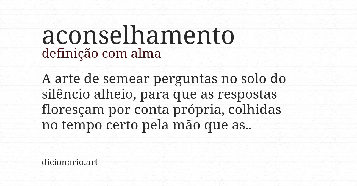 Definição com alma de aconselhamento