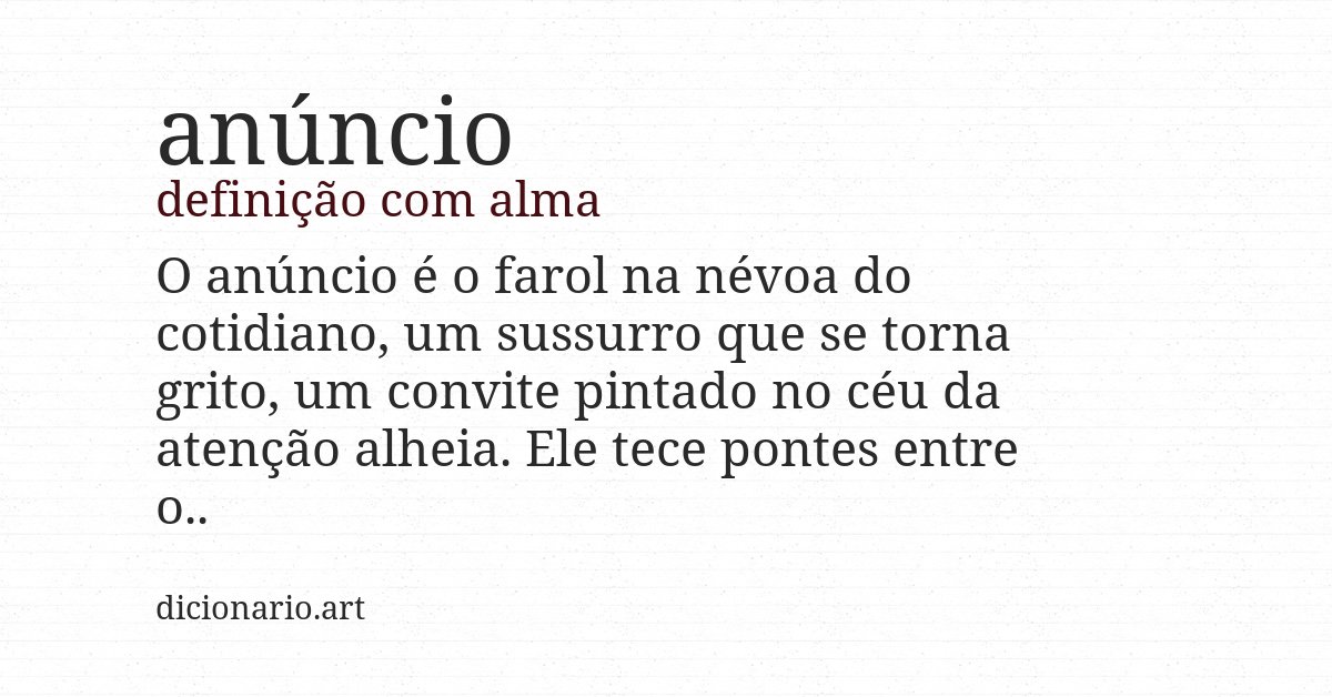 Definição com alma de anúncio