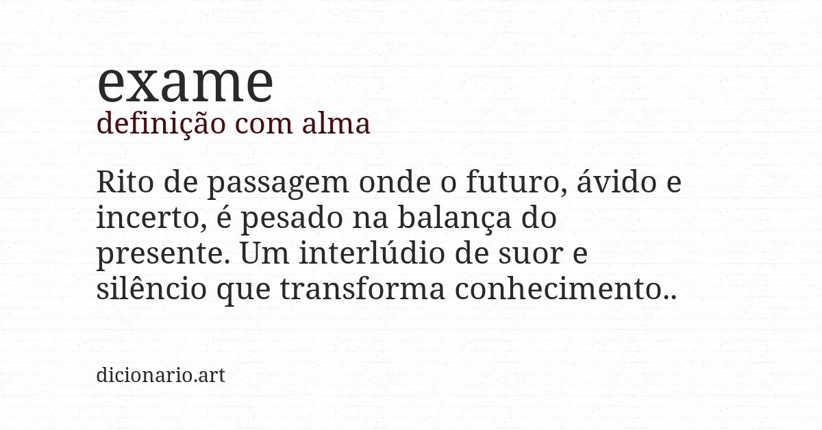 Definição com alma de exame