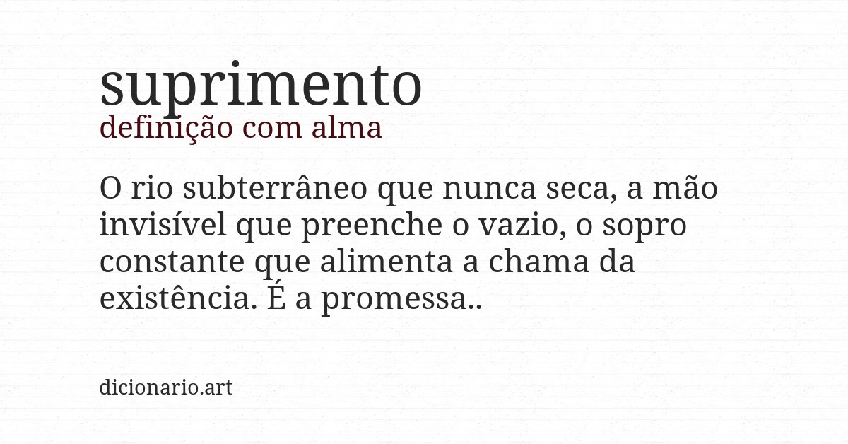 Definição com alma de suprimento