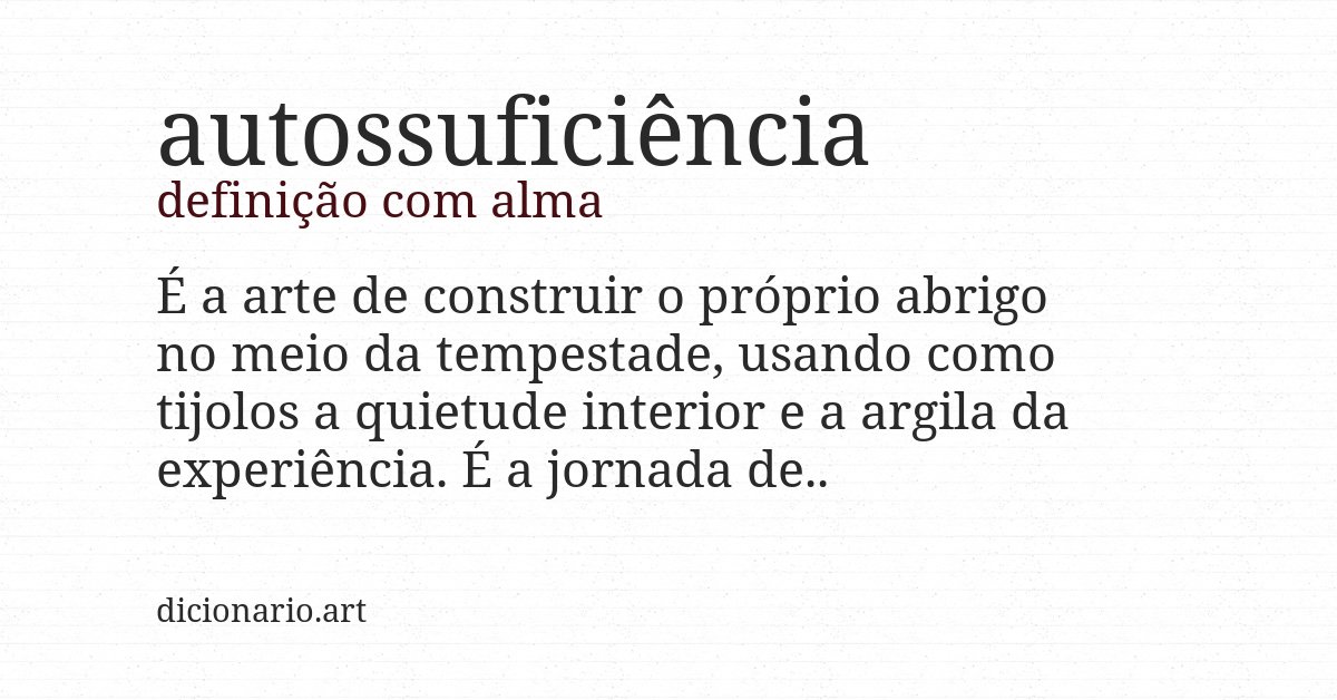 Definição com alma de autossuficiência