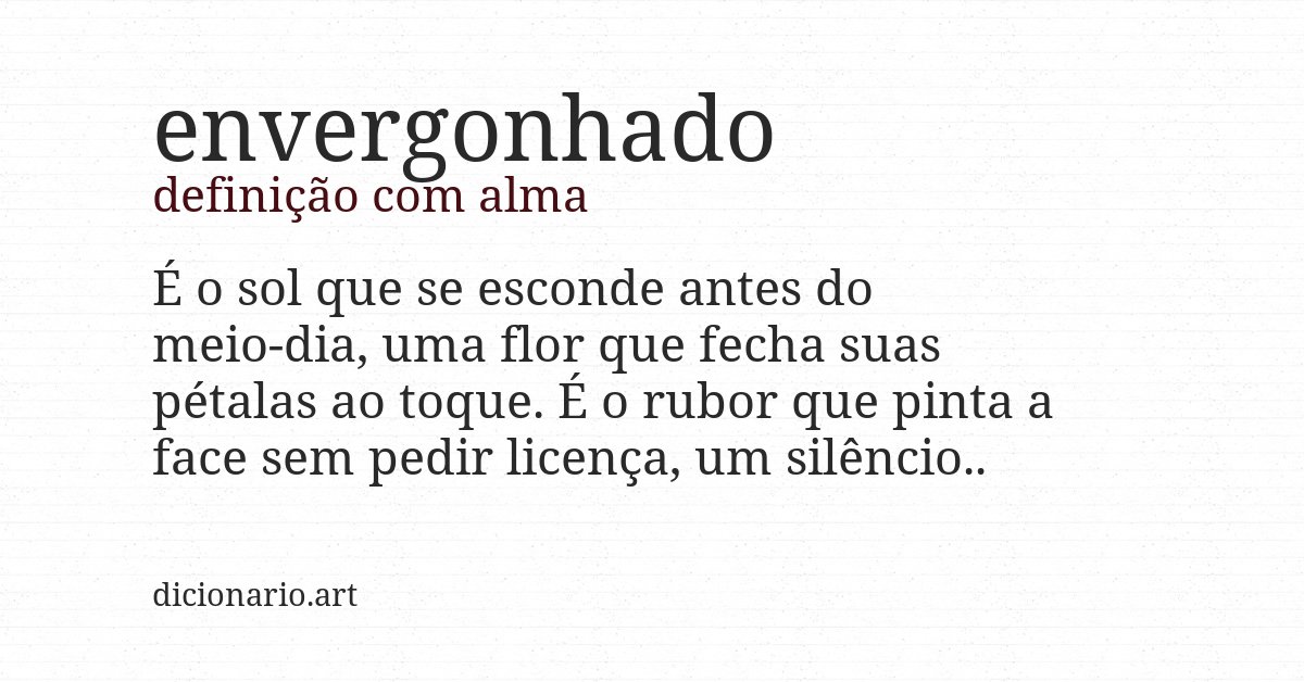 Definição com alma de envergonhado