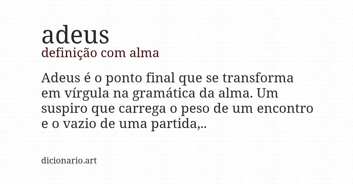 Definição com alma de adeus