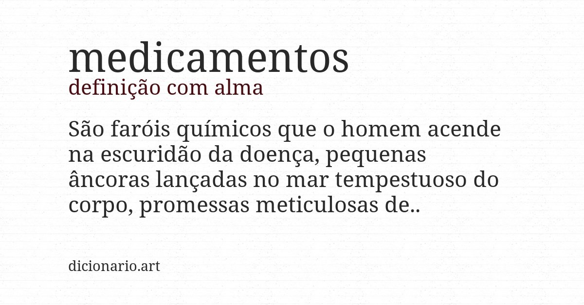 Definição com alma de medicamentos