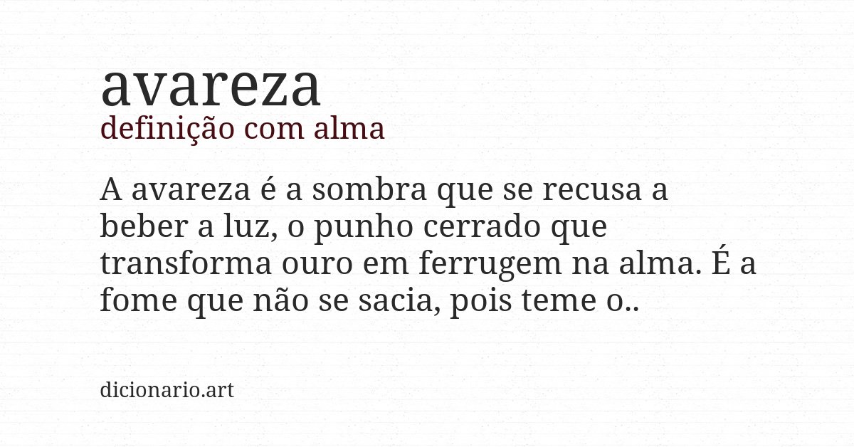 Definição com alma de avareza