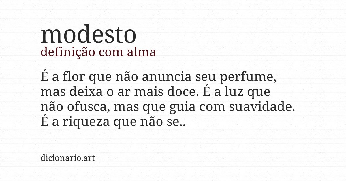 Definição com alma de modesto