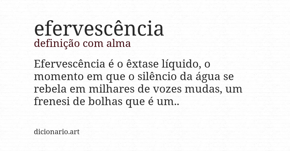 Definição com alma de efervescência