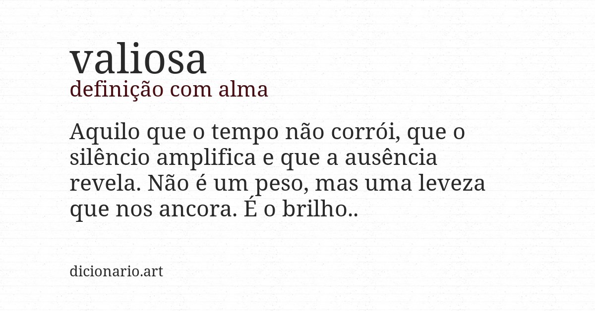 Definição com alma de valiosa