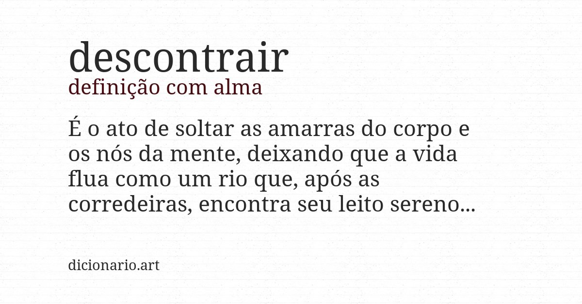Definição com alma de descontrair