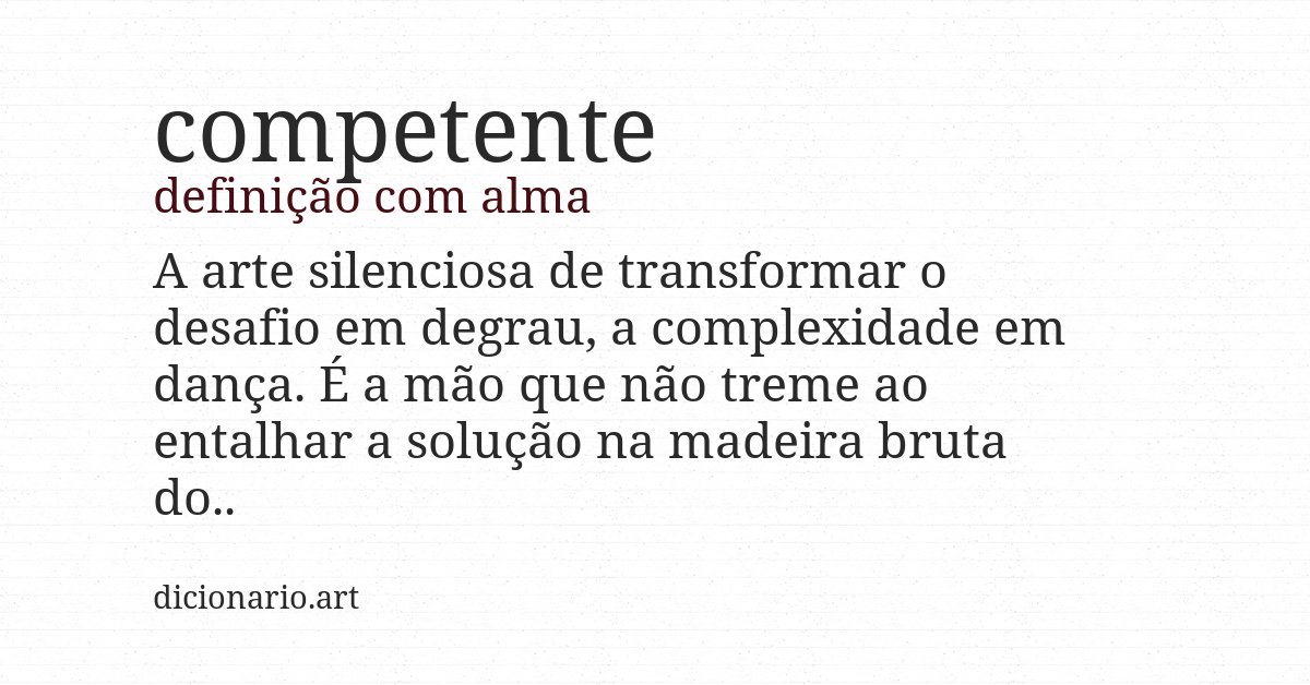 Definição com alma de competente