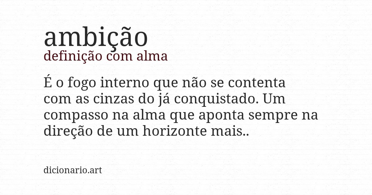 Definição com alma de ambição