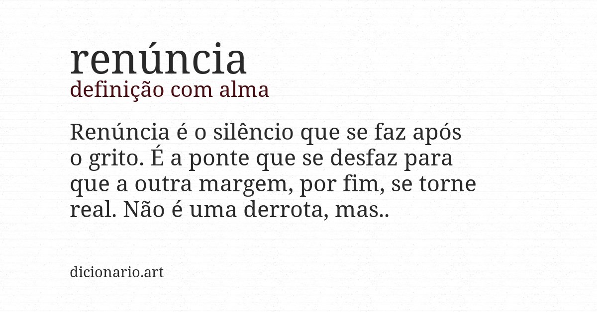 Definição com alma de renúncia