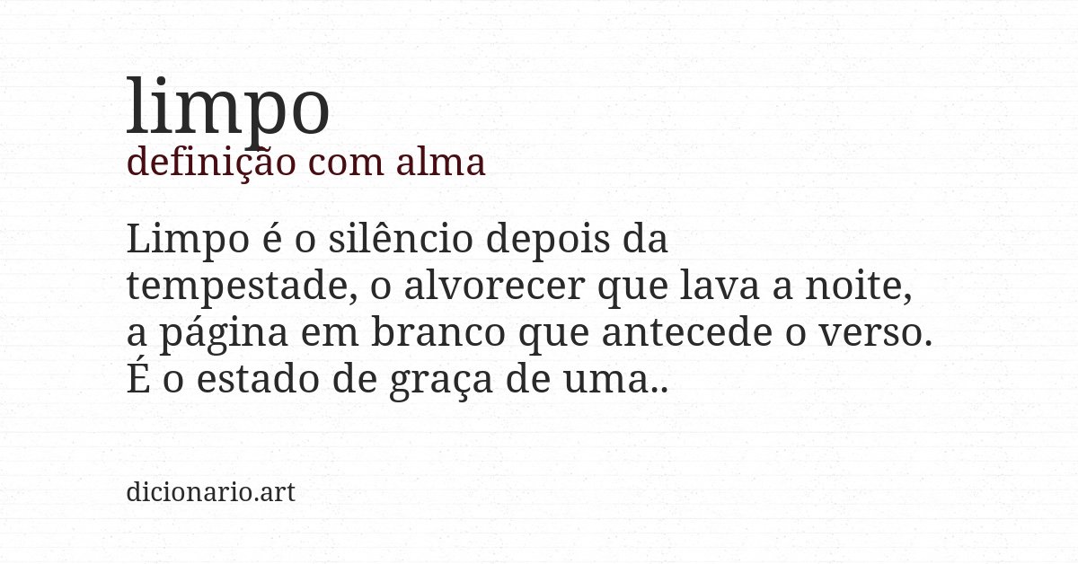 Definição com alma de limpo