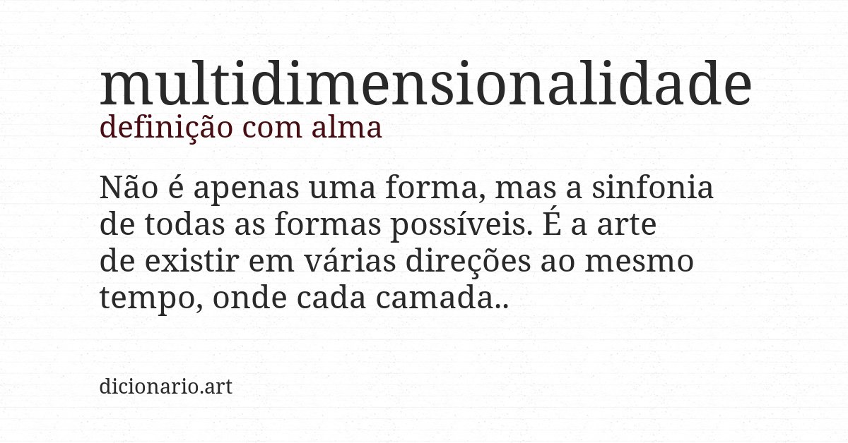 Definição com alma de multidimensionalidade