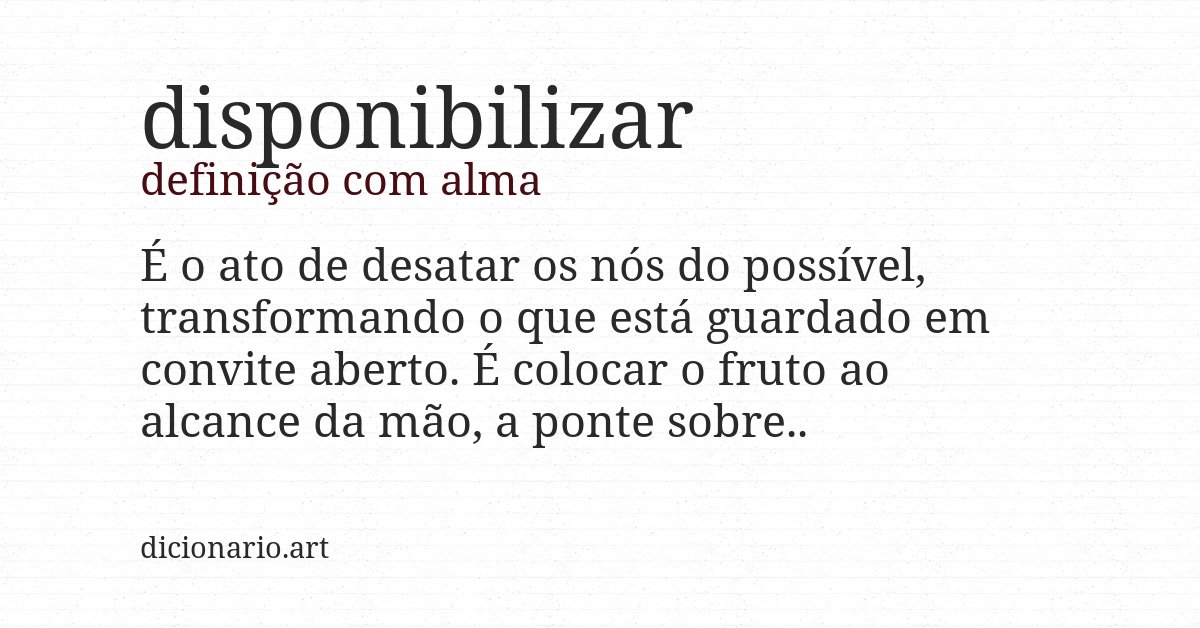 Definição com alma de disponibilizar