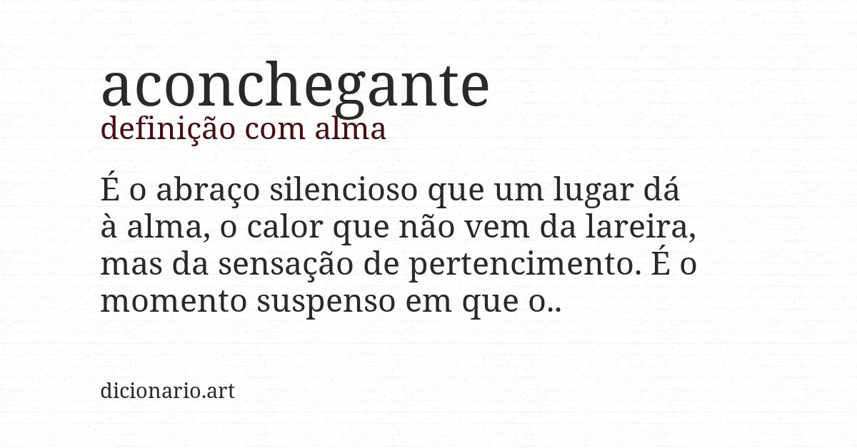 Definição com alma de aconchegante