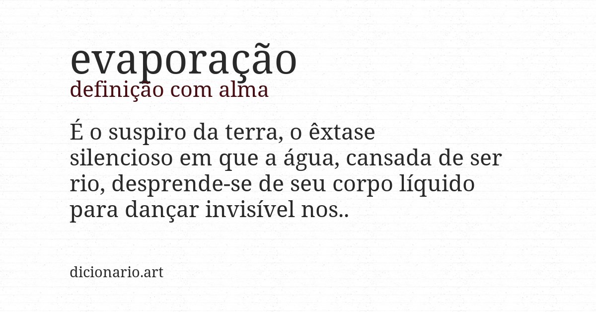 Definição com alma de evaporação