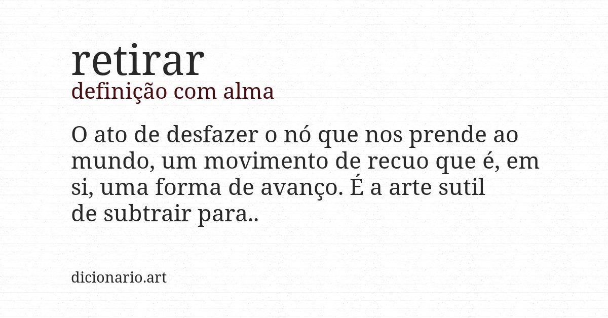 Definição com alma de retirar