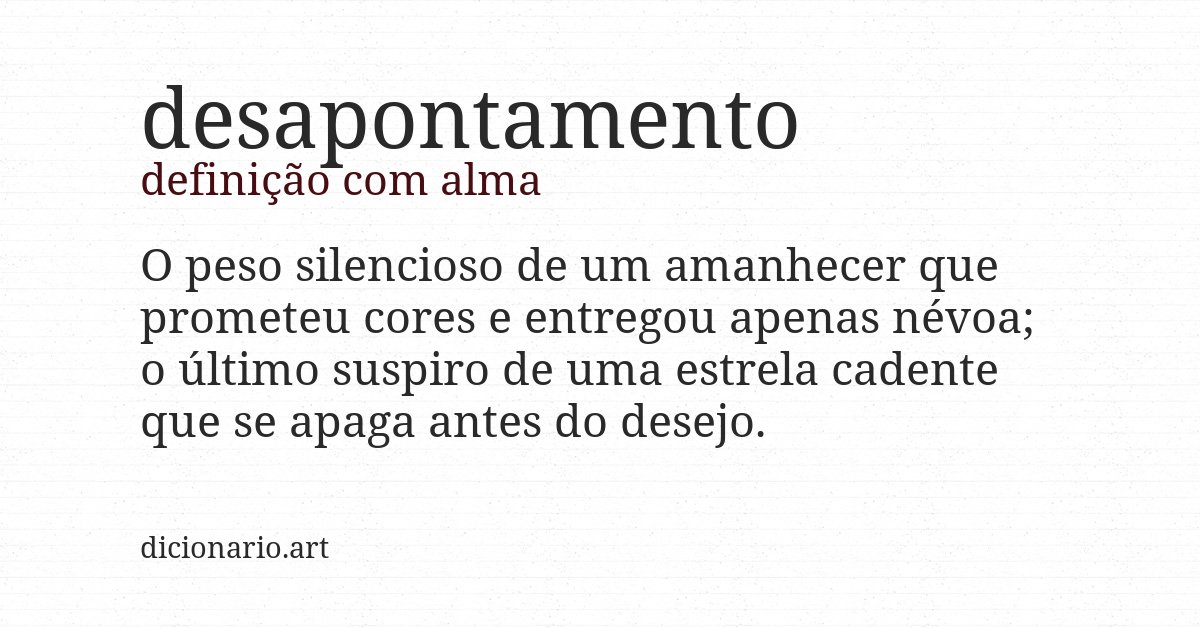 Definição com alma de desapontamento