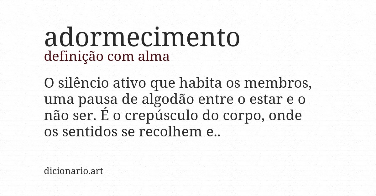 Definição com alma de adormecimento