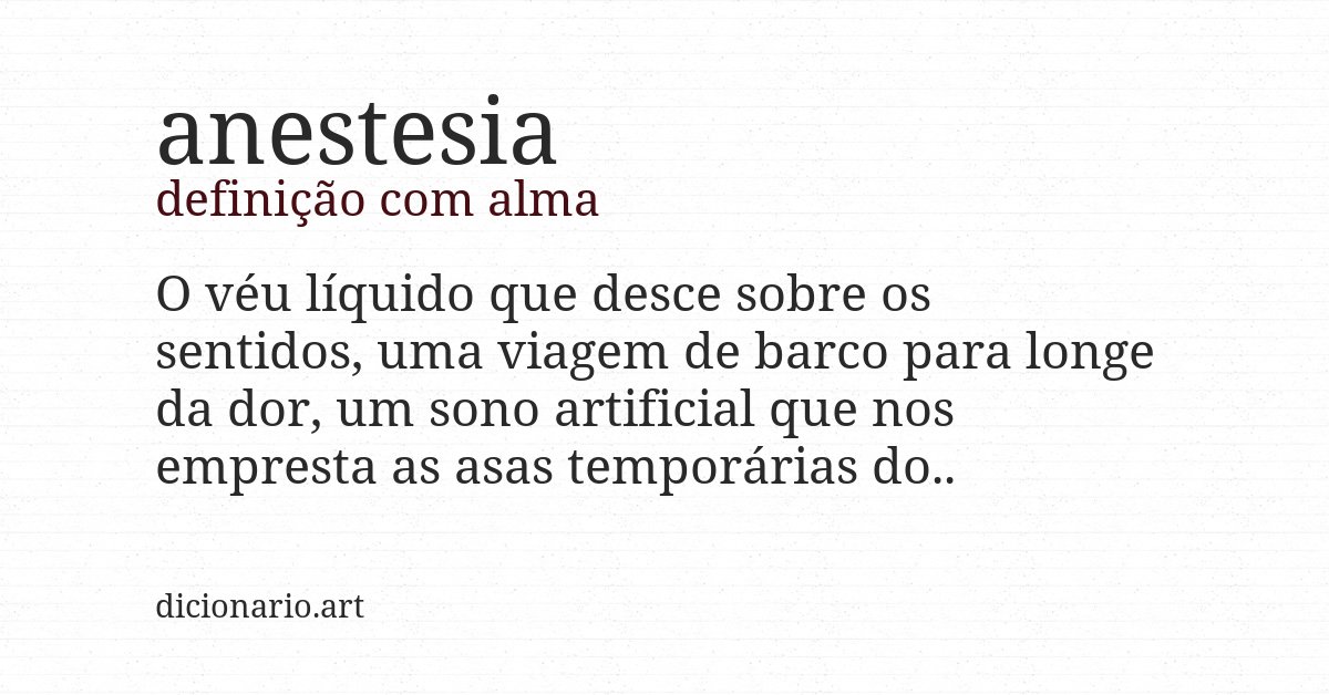 Definição com alma de anestesia