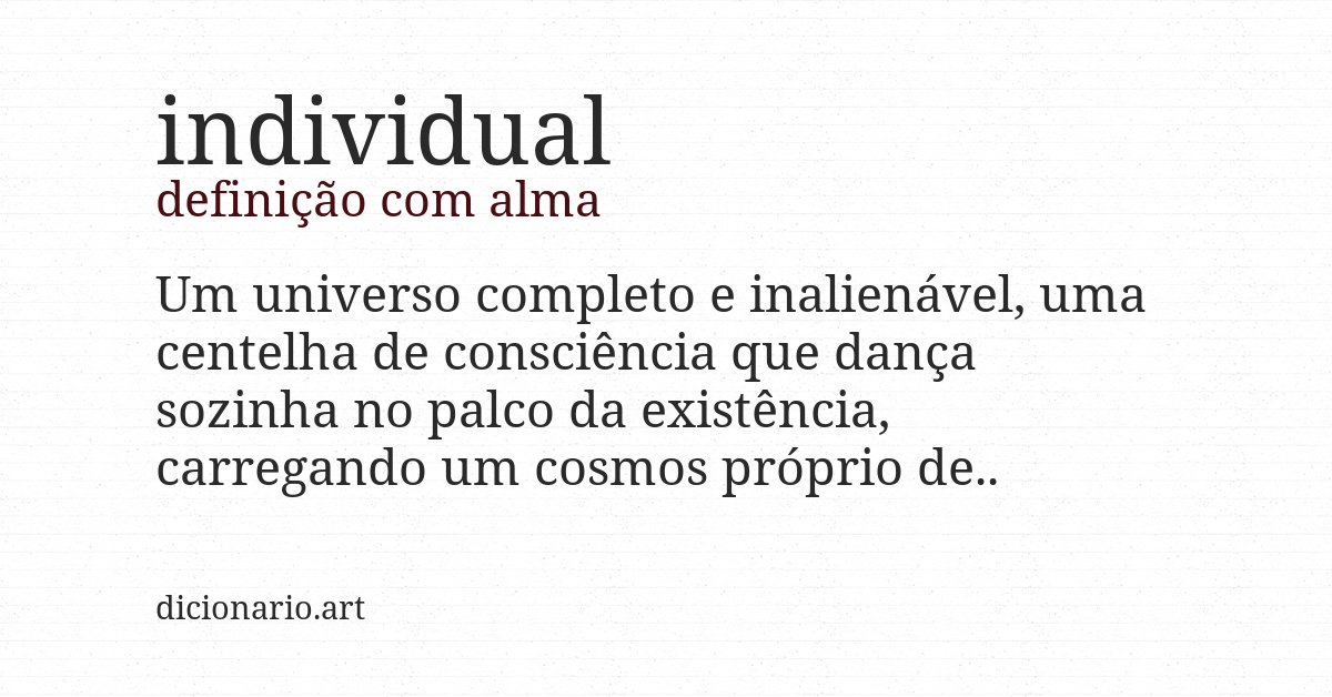 Definição com alma de individual