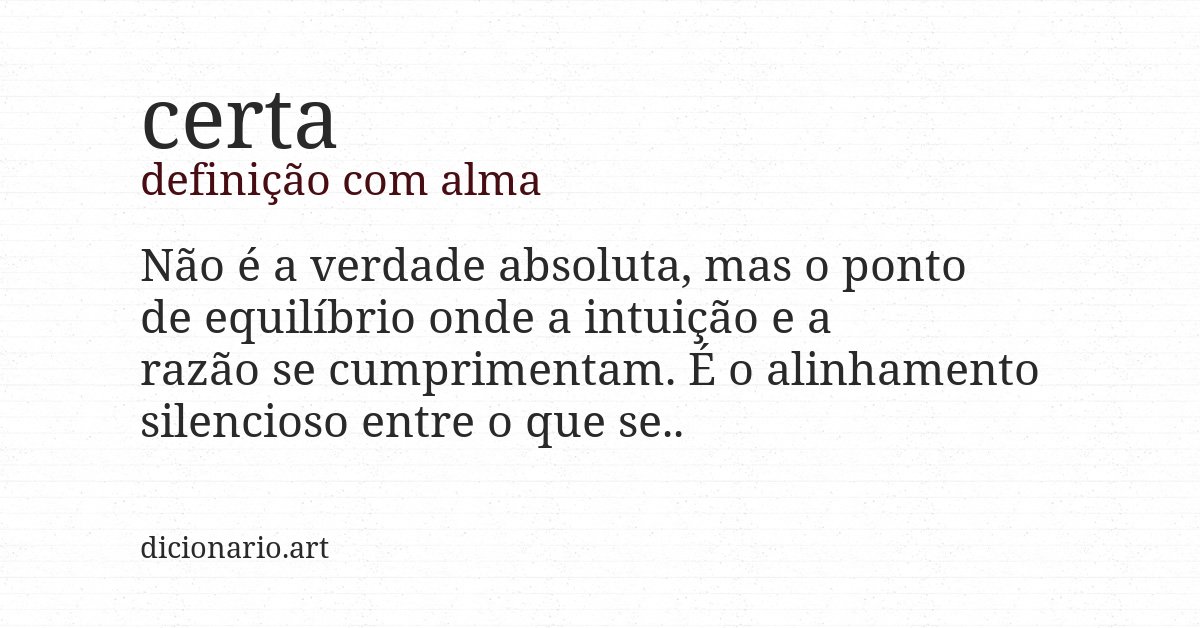 Definição com alma de certa