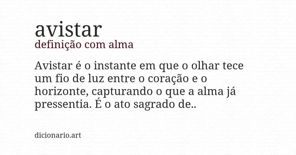 Definição com alma de avistar