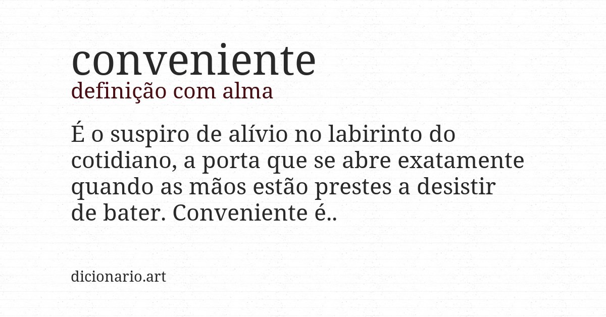 Definição com alma de conveniente