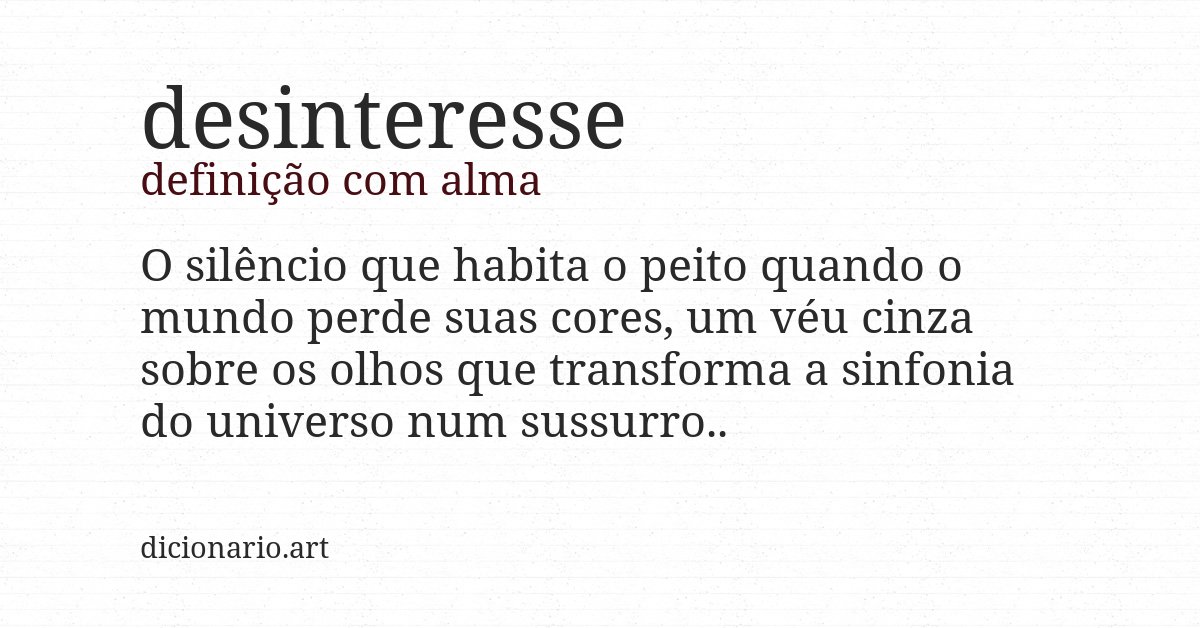 Definição com alma de desinteresse