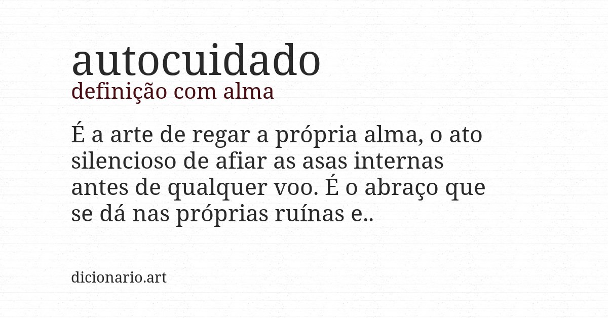 Definição com alma de autocuidado