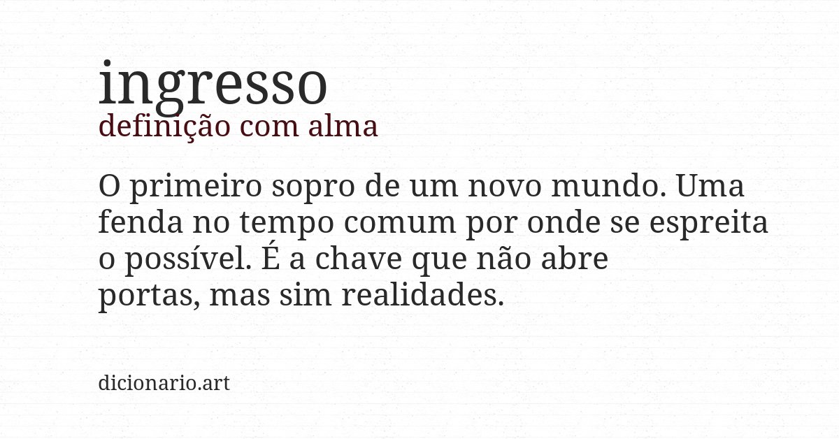 Definição com alma de ingresso