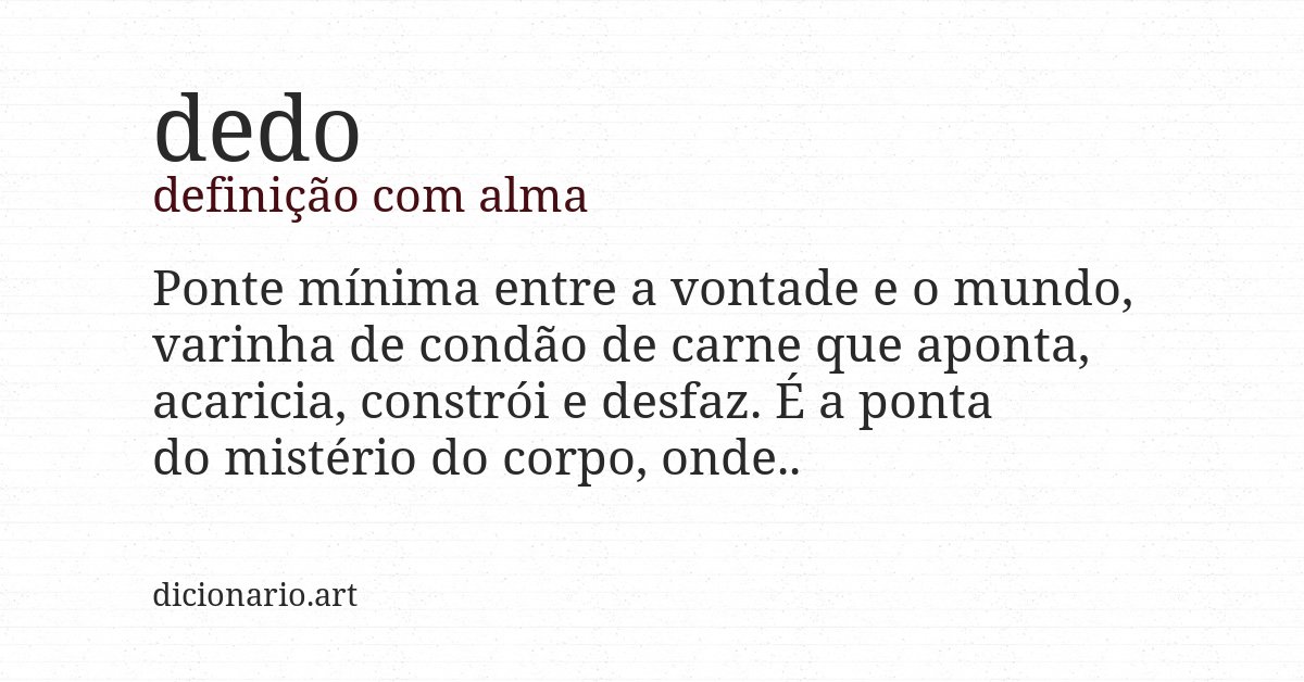 Definição com alma de dedo