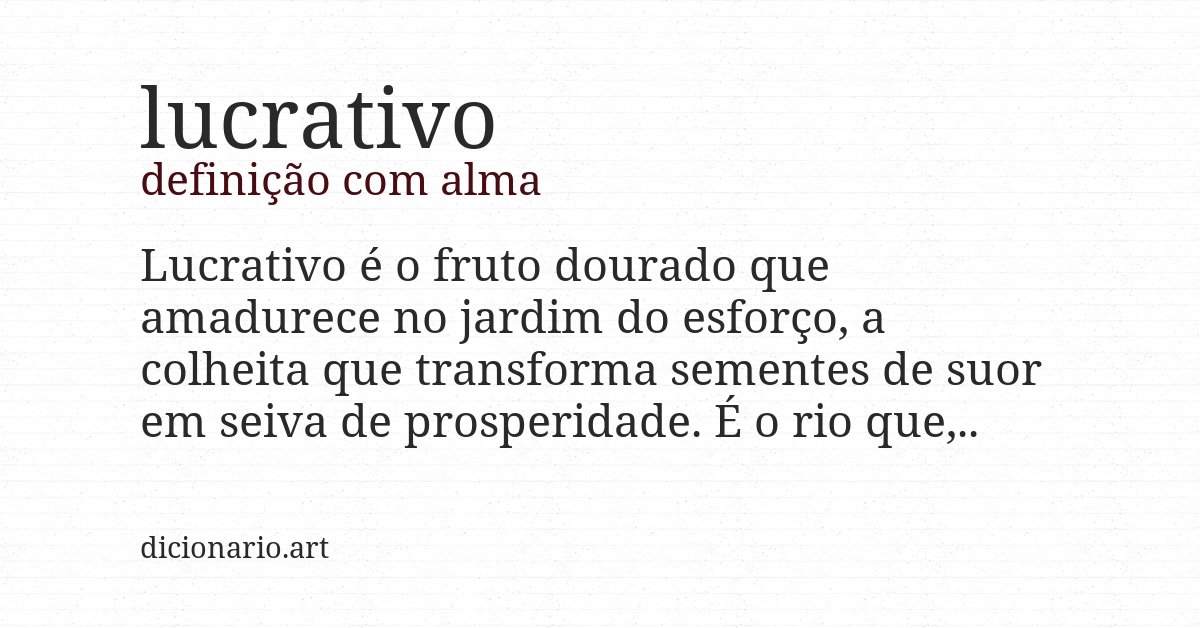 Definição com alma de lucrativo