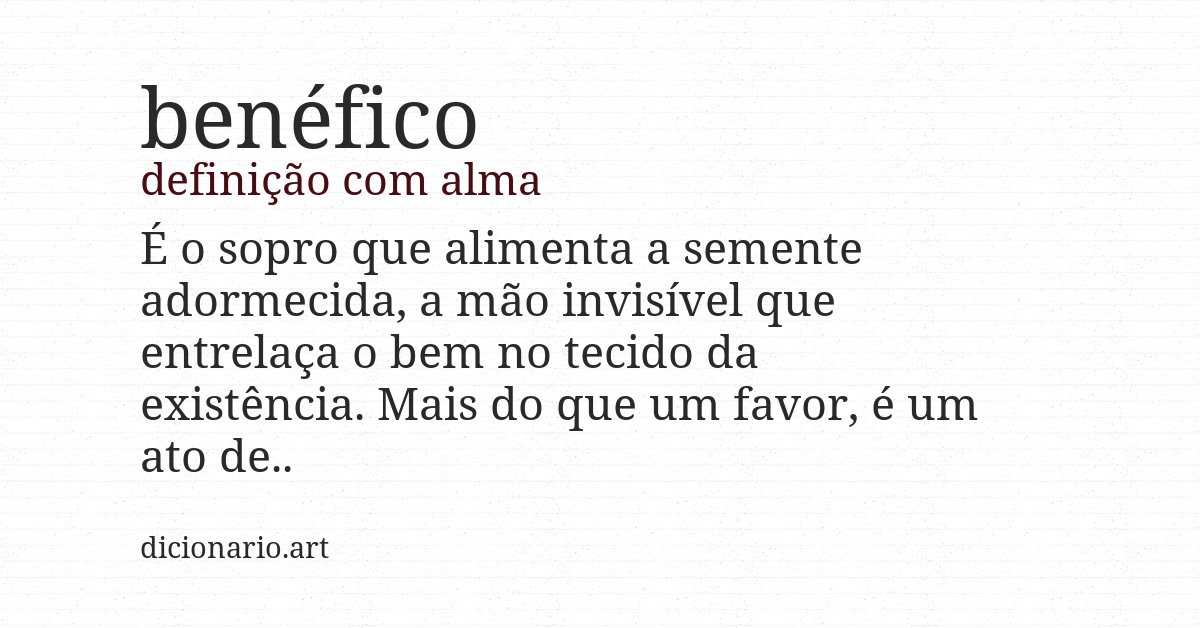 Definição com alma de benéfico