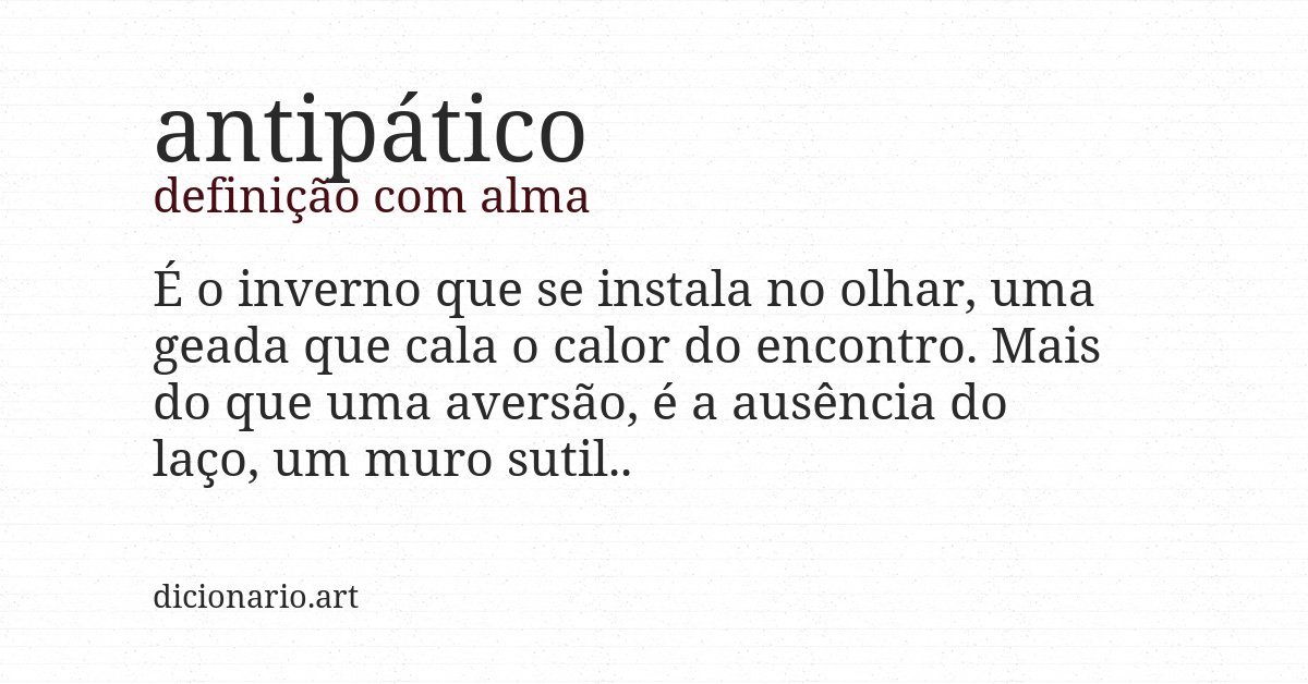 Definição com alma de antipático