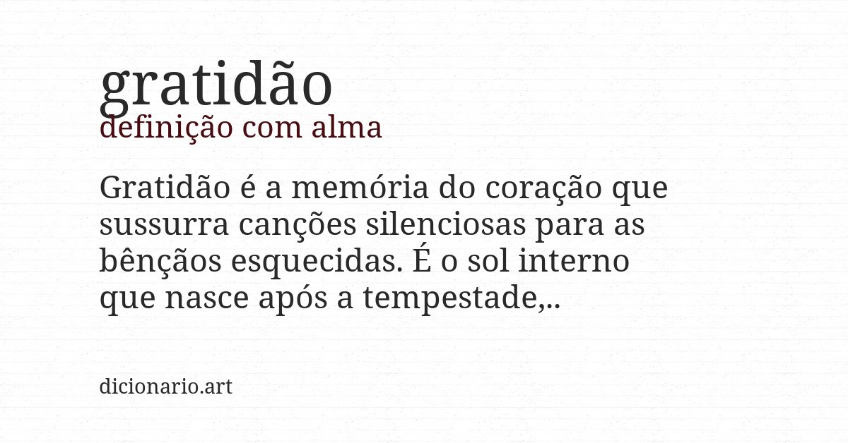 Definição com alma de gratidão