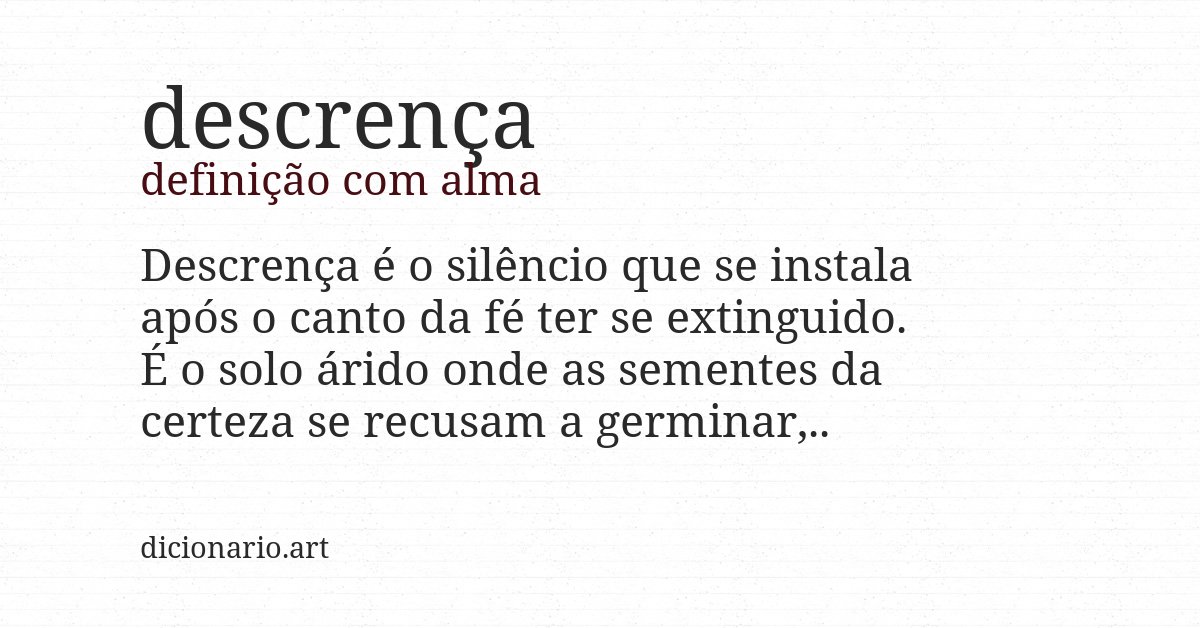 Definição com alma de descrença