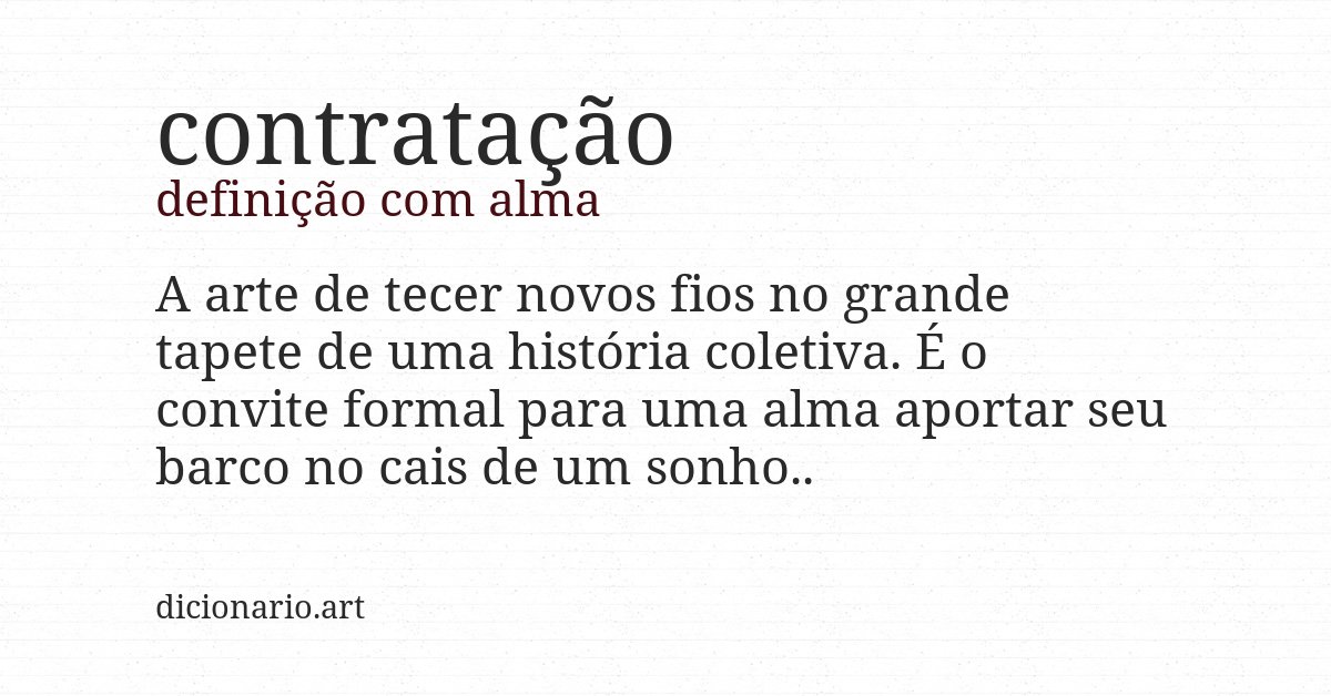 Definição com alma de contratação