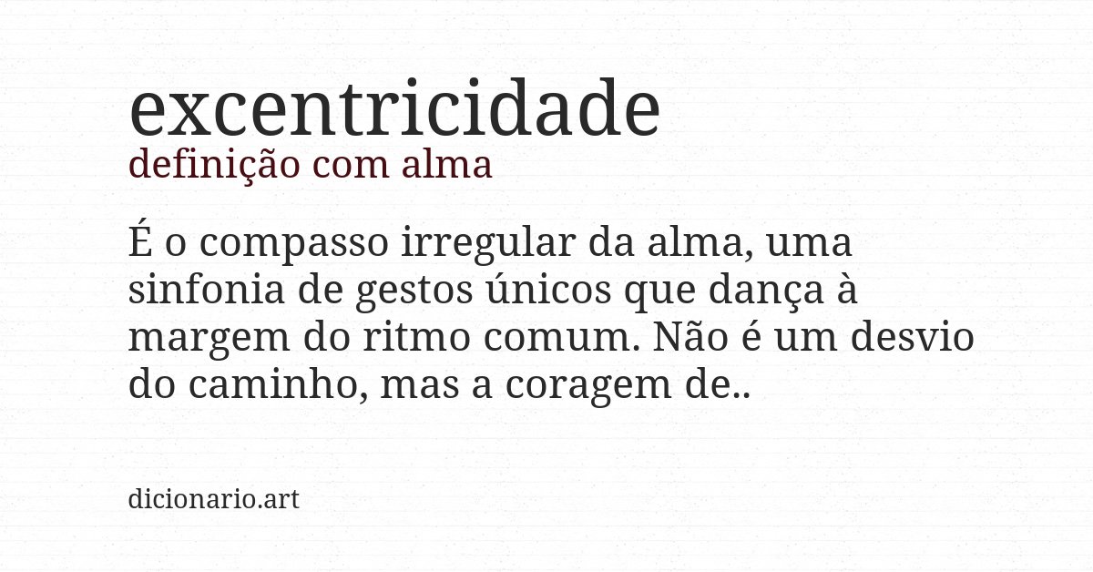 Definição com alma de excentricidade